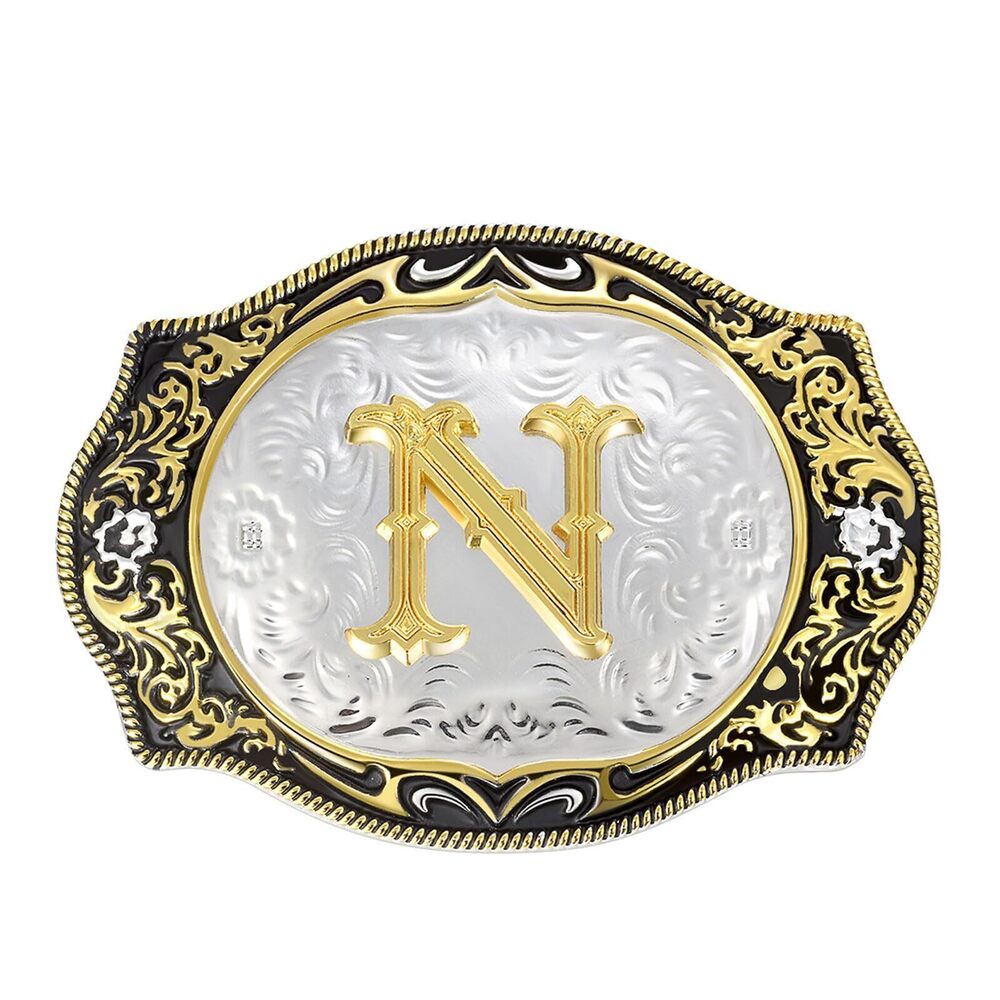 4645 Belt Buckle │Western Initial Letters AN to Z Christmas Halloween Small